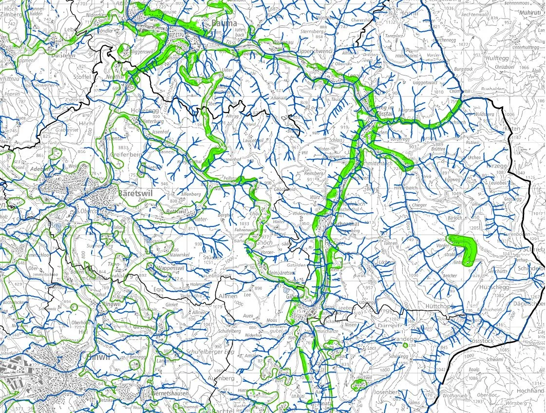 Gefahrenkarten Naturgefahren Stand Juni 2023 des Zürcher Oberlands und Tösstals